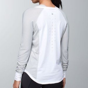 LULULEMON Lightened Up Gray/White Long Sleeve Top